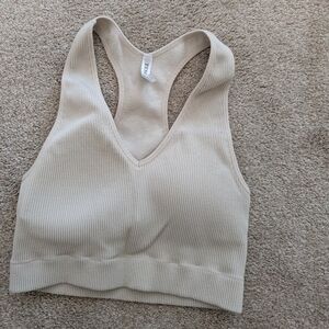 Zenana Outfitters Beige Ribbed Racerback Bralette
